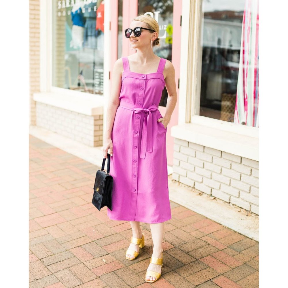 Everlane lilac purple midi Japanese Goweave Picnic Apron Dress